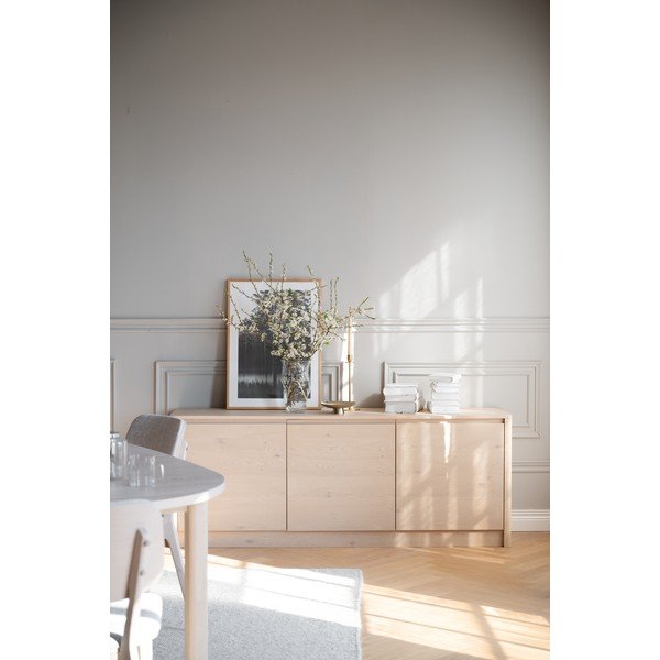 Credenza colore naturale chiaro con effetto rovere 180x70x40 cm Melstone – Rowico-image-1
