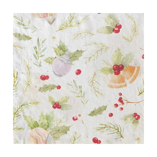 Tovaglia di lino natalizia Merry, 140 x 140 cm Christmas Print - Linen Tales-image-1