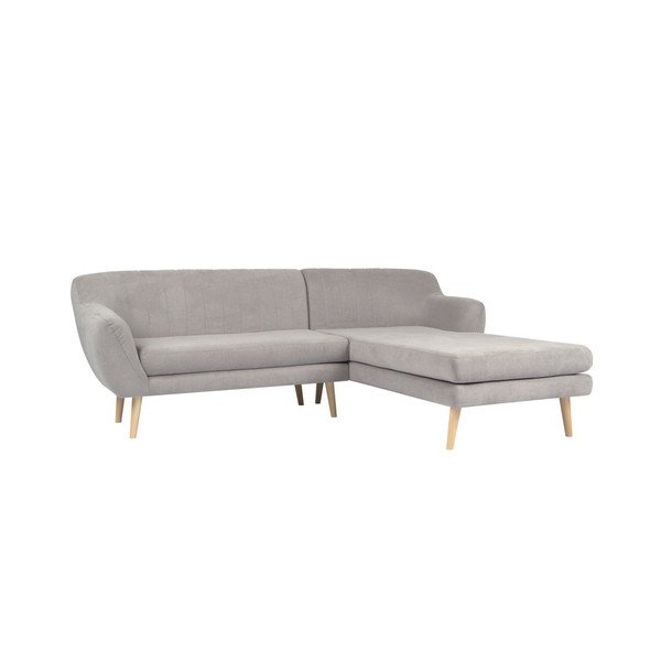 Divano grigio chiaro con lettino a destra Sardaigne - Mazzini Sofas-image-3