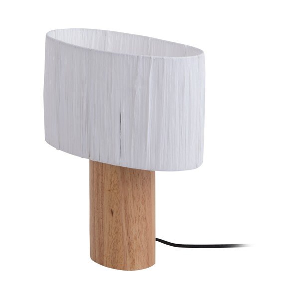 Lampada da tavolo con paralume in carta intrecciata di colore bianco e naturale (altezza 30,5 cm) Sheer Oval - Leitmotiv-image-2