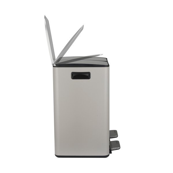 Cestino per la spazzatura grigio tortora in acciaio per raccolta differenziata/con pedale 2x20 l   Aliya – Spirella-image-4