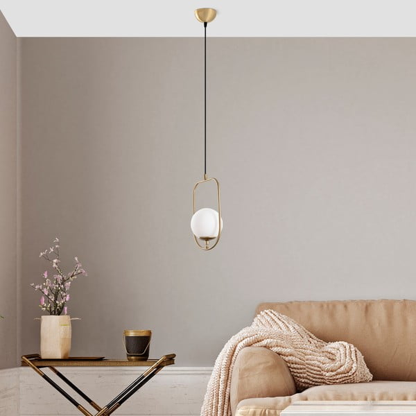 Lampadario dorato con paralume in vetro Skew – Opviq lights-image-1