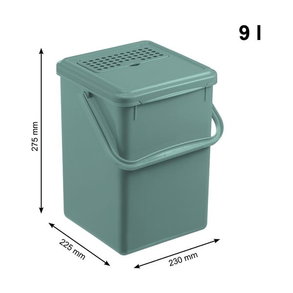 Contenitore per rifiuti verde compostabile da 8 l - Rotho-image-3
