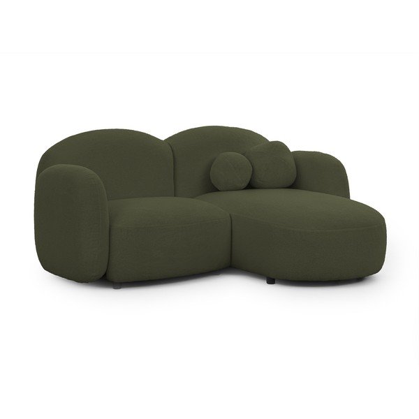 Divano angolare verde (con penisola a destra/con chaise lounge) con rivestimento in bouclé Orbit – Ropez