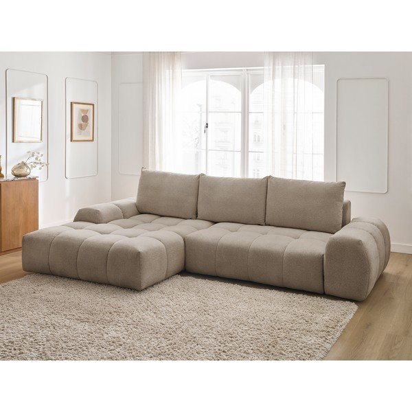 Divano angolare grigio tortora allungabile e con contenitore (penisola a sinistra/chaise lounge) con rivestimento in ciniglia Everest – Bobochic Paris-image-1