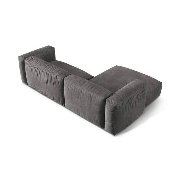 Divano angolare componibile grigio (con penisola a sinistra/con chaise lounge) con rivestimento in velluto Martina – Micadoni -image-3