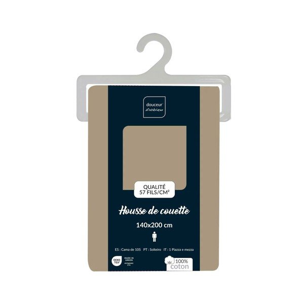 Biancheria in cotone marrone chiaro per letto singolo 140x200 cm Lina - douceur d'intérieur-image-2