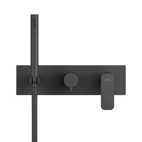 Rubinetto per doccia in nero opaco da incasso (con tre uscite) Spy – Sapho-image-1