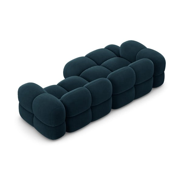 Divano angolare blu scuro (con penisola a sinistra/con chaise lounge) con rivestimento in velluto Loretto – Cosmopolitan Design-image-4