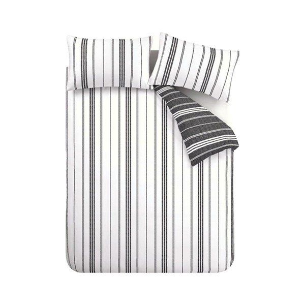 Set copripiumino e federa bianco e nero per letto singolo 135x200 cm Harbour Stripe – Catherine Lansfield