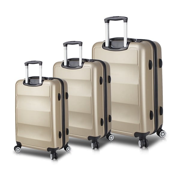 My Valice LASSO Travel Set di 3 valigie rotanti con porte USB in oro - Myvalice