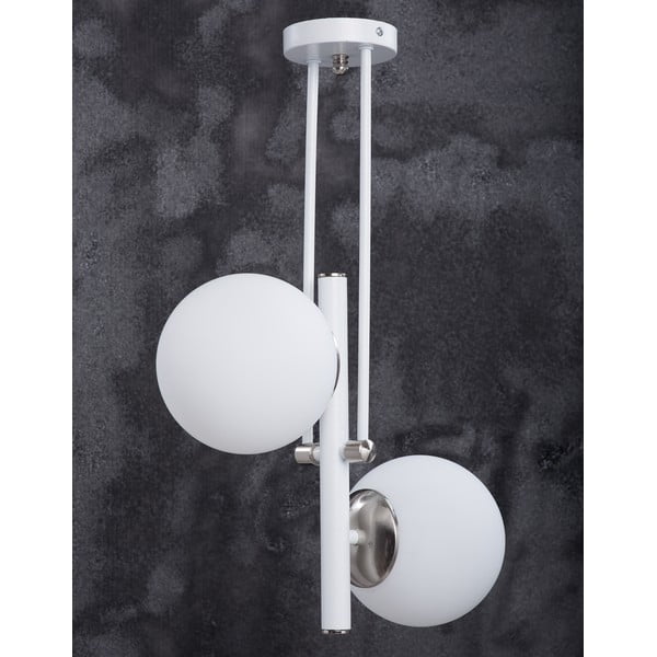 Lampada a sospensione con paralume in vetro bianco-argento ø 15 cm Libra - Squid Lighting-image-3