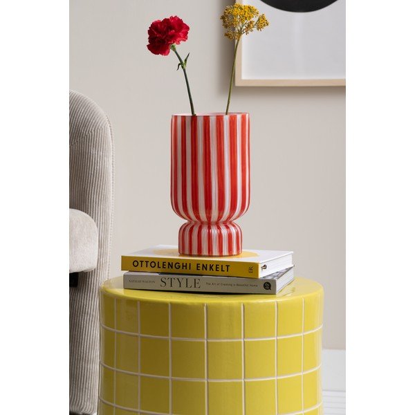 Vaso rosso in vetro (altezza totale 26 cm) Rayado Retro – PT LIVING-image-1