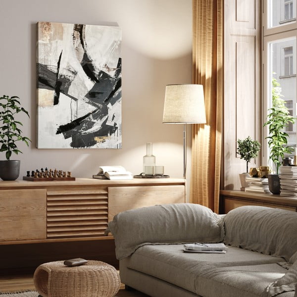Quadro con elementi dipinti a mano 70x100 cm Ash – Styler-image-2