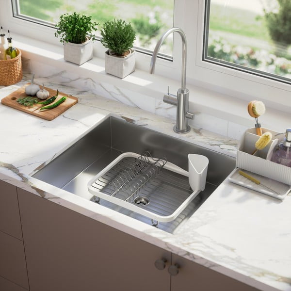 Scolapiatti in acciaio bianco 36x28 cm Sinkin - Umbra-image-1