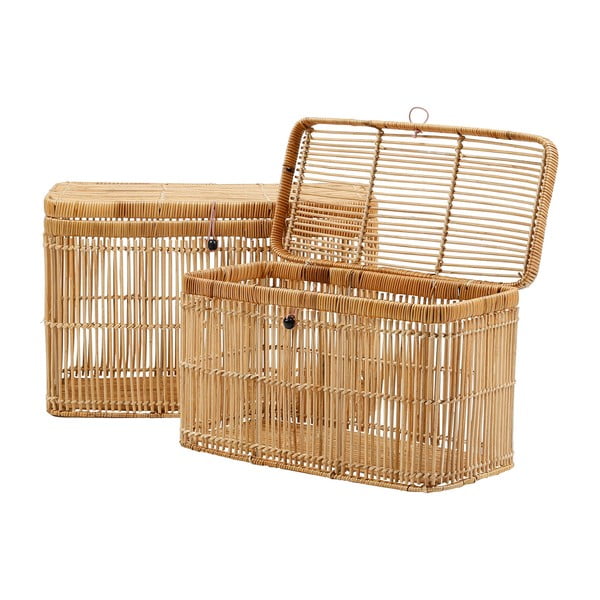 Scatole portaoggetti in rattan con coperchio in set di 2 pezzi Hirondelle - Jardin d'Ulysse