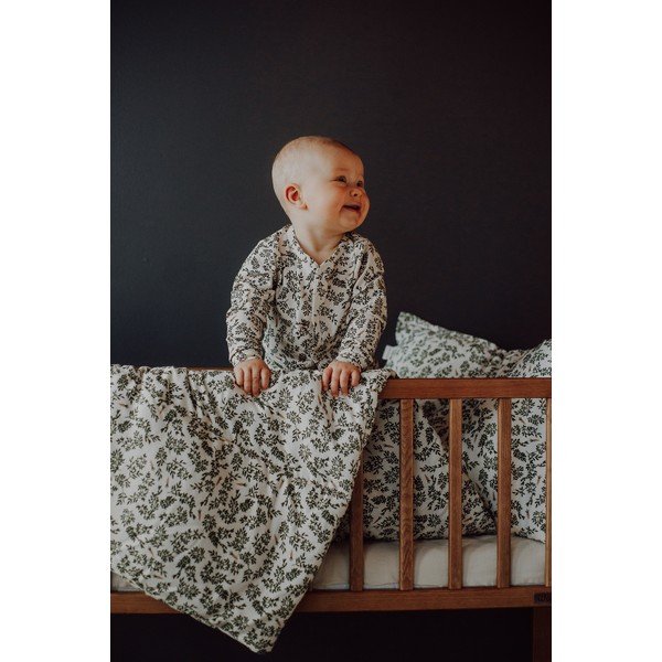 Set per culla verde e crema Green Floral - Malomi Kids-image-4