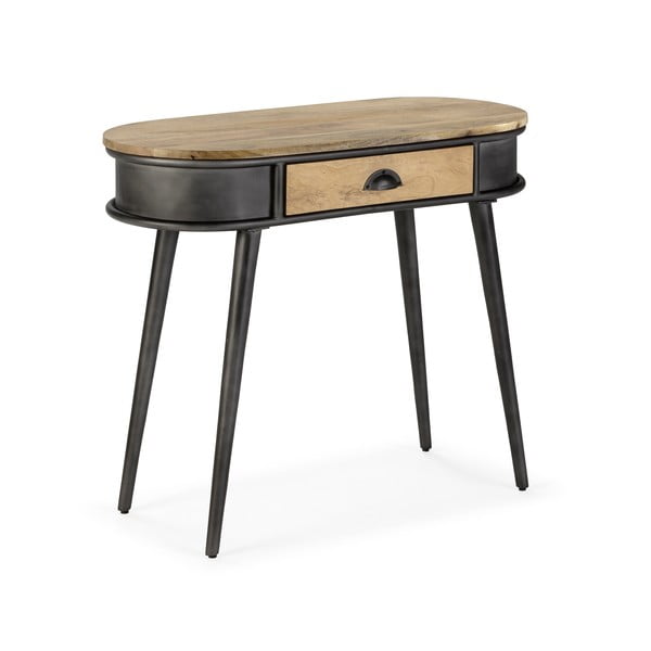 Tavolo consolle nero/di colore naturale 38x90 cm Delhi – MOME-image-1