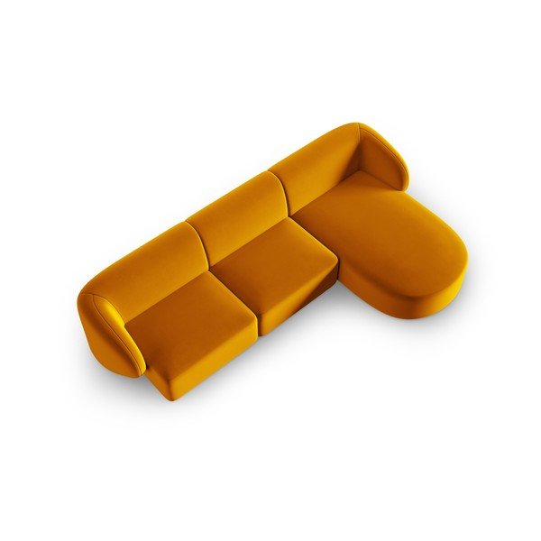 Divano angolare color senape (con penisola a destra/con chaise lounge) con rivestimento in velluto Paolo – Milo Casa-image-2