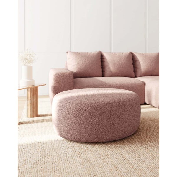 Sgabello rosa chiaro in tessuto bouclé Feiro - MESONICA-image-2