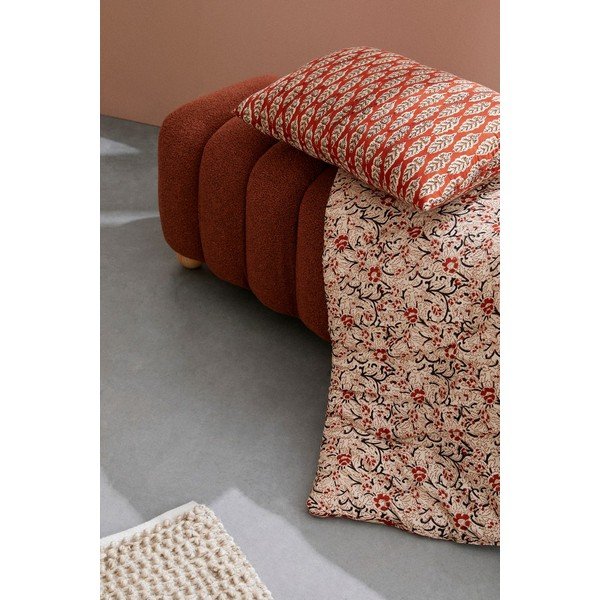 Panchina color terracotta in imbottito con rivestimento in bouclé Zora – Bizzotto-image-1