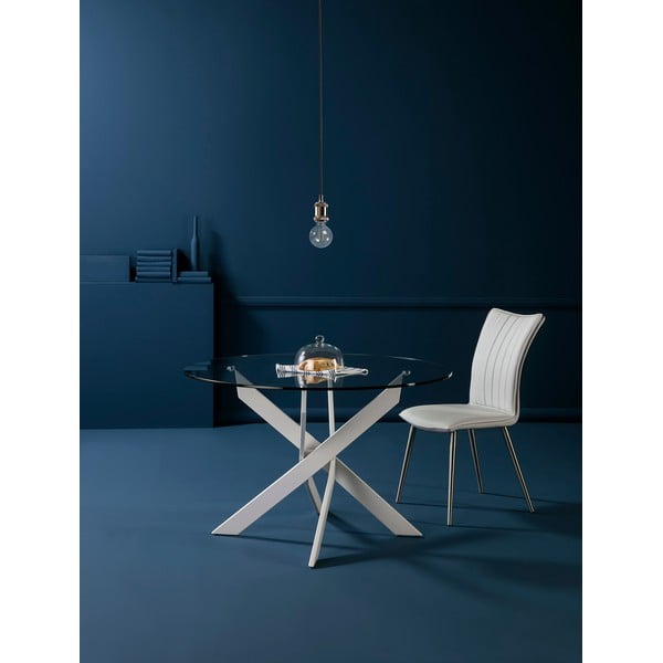 Tavolo da pranzo rotondo con piano in vetro 120x120 cm Ruth - Marckeric-image-1