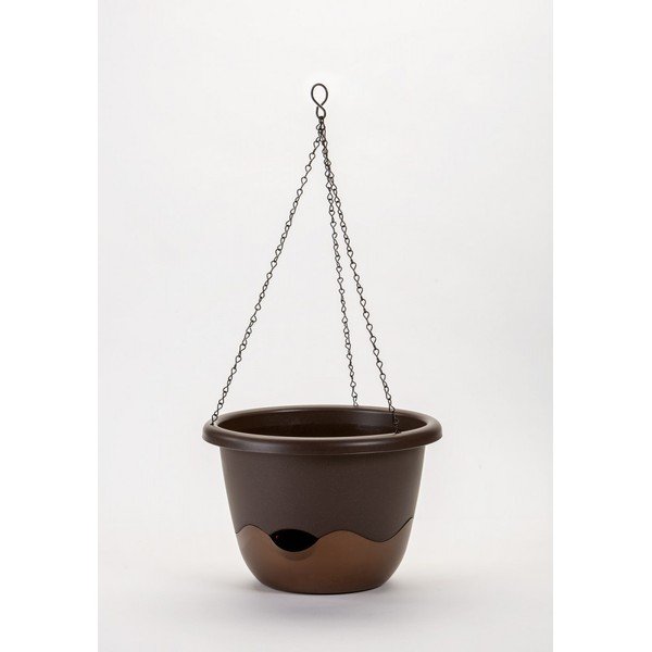 Vaso sospeso autoinnaffiante grigio-marrone Mareta, lunghezza 25 cm - Plastia-image-1