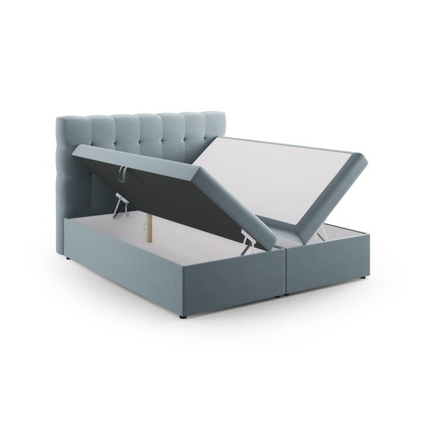 Letto boxspring azzurro con contenitore 160x200 cm Bali - Cosmopolitan Design-image-4