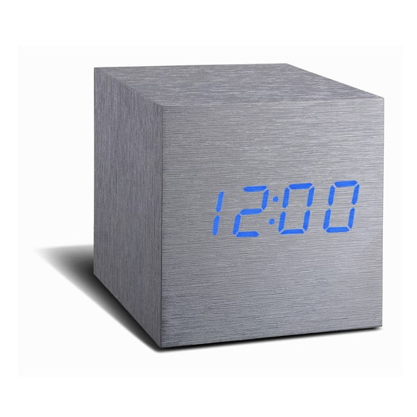 Sveglia grigia con display a LED blu Orologio Cube Click - Gingko