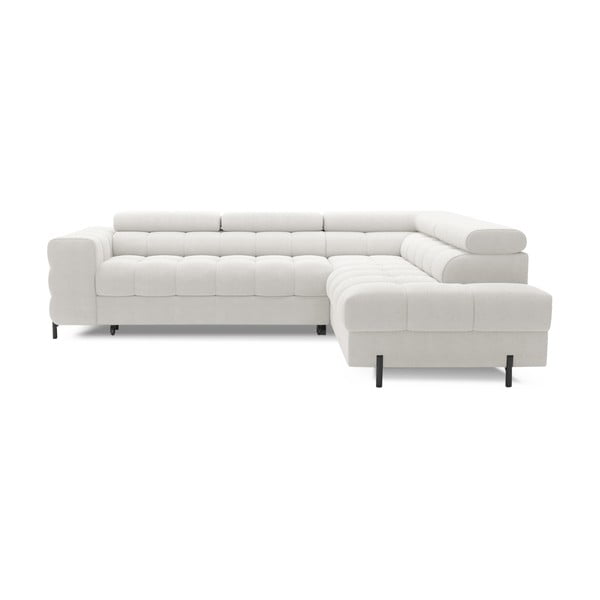 Divano angolare color crema allungabile/con contenitore (con penisola a destra/a L) con rivestimento in bouclé Ferucce – ELTAP-image-2