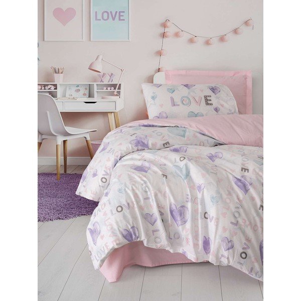 Set copripiumino e federa da bambini rosa per letto singolo 200x140 cm Lovella  – Mijolnir