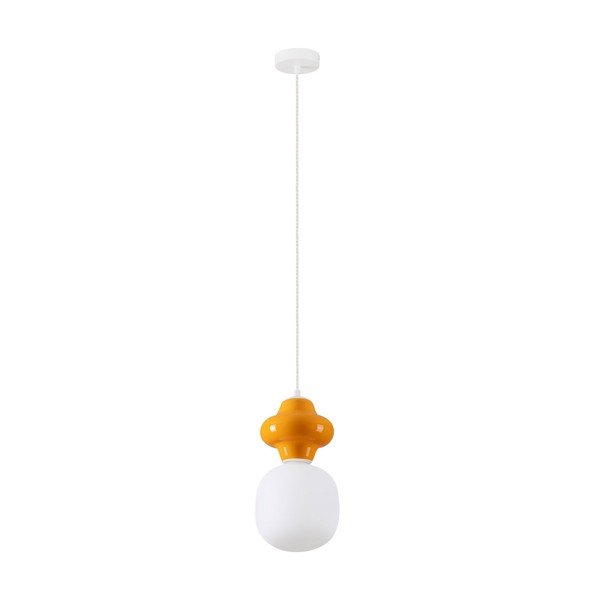 Lampadario bianco/arancione in ceramica con paralume in vetro ø 18 cm Clio – Nova Luce