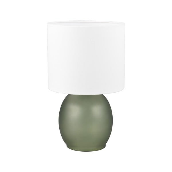 Lampada da tavolo bianco-verde con paralume in tessuto (altezza 29 cm) Vela - Trio