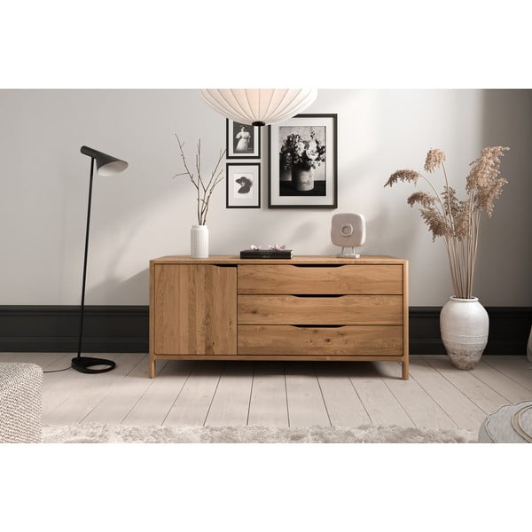 Cassettiera bassa in legno di quercia in colore naturale 140x64 cm Twig - The Beds-image-3