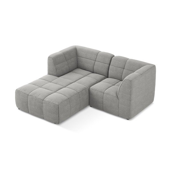 Divano angolare grigio (con penisola a sinistra/con chaise lounge) con rivestimento in bouclé Aloha – Makamii-image-3
