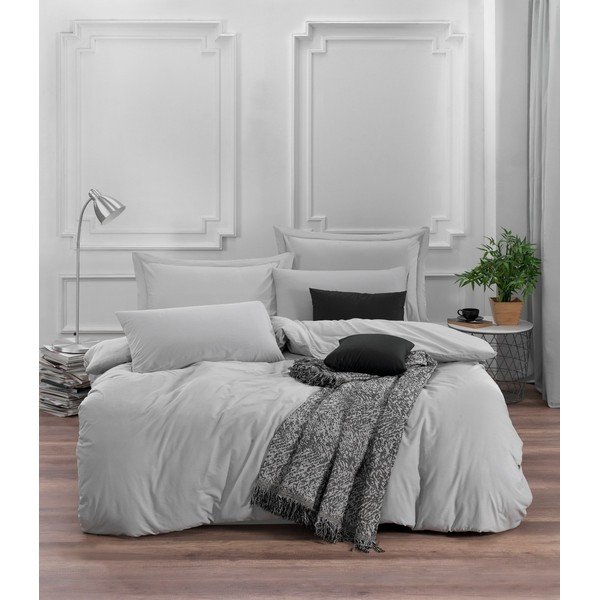Biancheria da letto singola in cotone grigio chiaro Renforcé 140x200 cm Fresh Color - Mijolnir-image-1