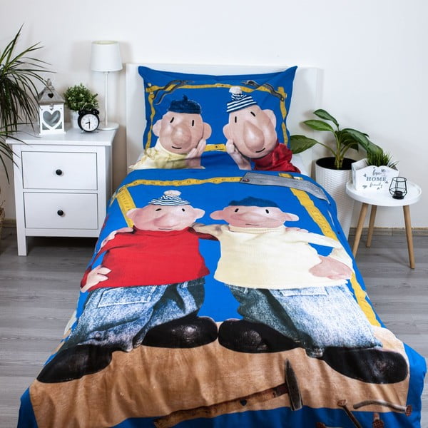 Set copripiumino e federa da bambini in cotone per letto singolo 140x200 cm Pat a Mat – Jerry Fabrics-image-1