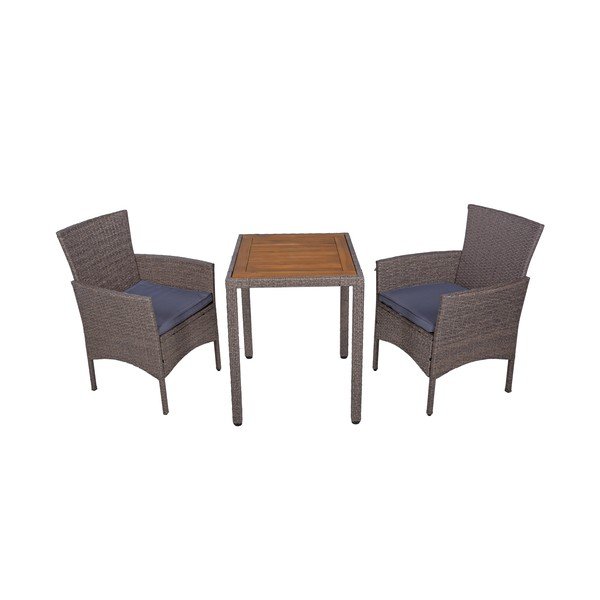 Set da pranzo da giardino marrone scuro in rattan artificiale per 2 persone Dakota – Garden Pleasure