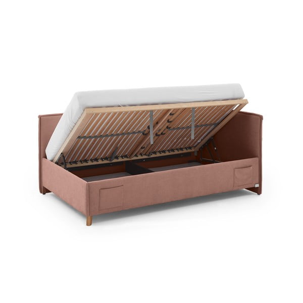 Letto da bambini con sponde rosa imbottito con contenitore con rete inclusa 140x200 cm Fun – Meise Möbel-image-4