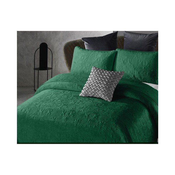 Copriletto in microfibra verde con due federe Velvet Clara, 180 x 250 cm - Dreamhouse-image-1