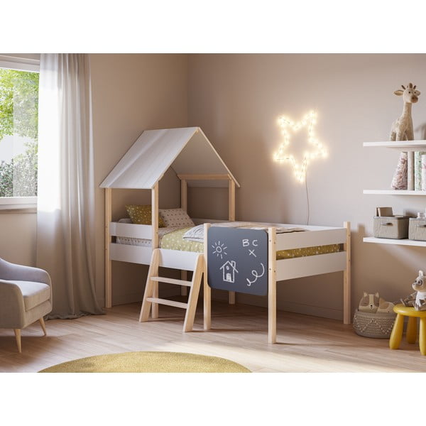 Letto per bambini rialzato in legno di pino bianco 90x190 cm Mint - Marckeric-image-1