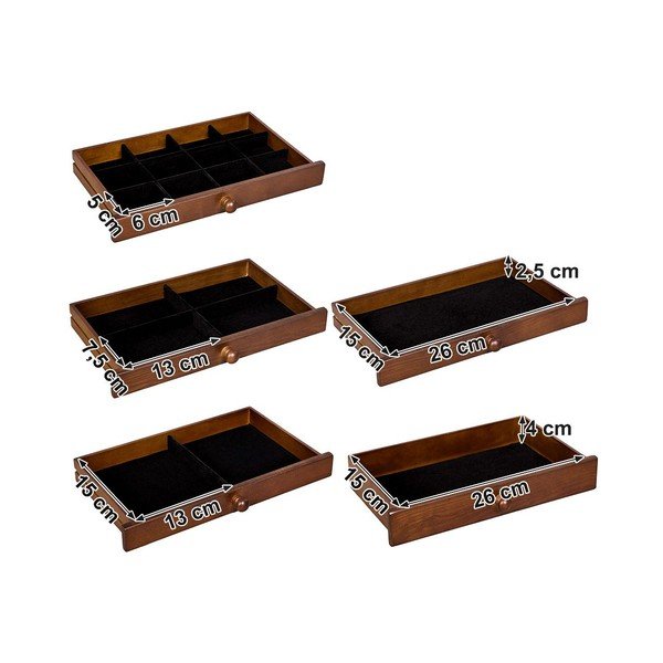 Portagioie in legno con 5 cassetti - Songmics-image-4