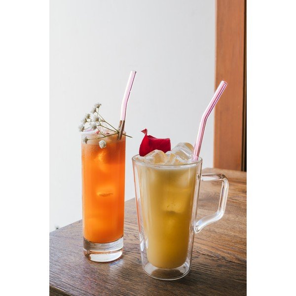 Set di 6 cannucce in vetro rosa, lunghezza 23 cm - Vialli Design-image-1