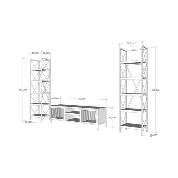 Televisore antracite/naturale 150x47 cm Maxim - Kalune Design-image-4