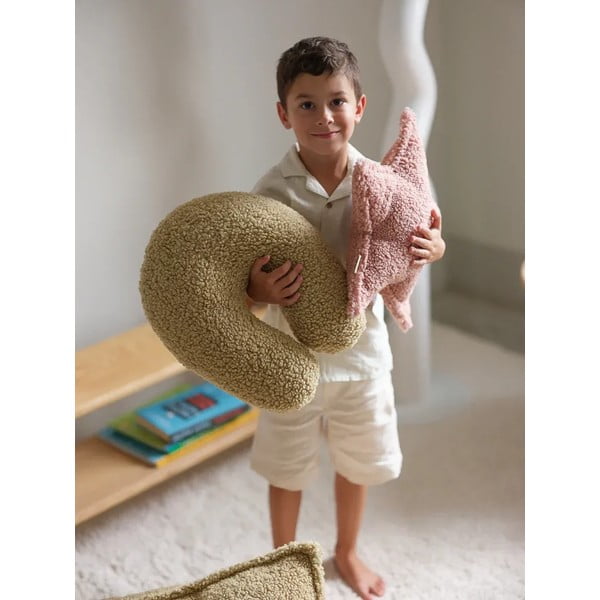 Cuscino per divano da bambini verde con rivestimento in bouclé U – Wigiwama-image-1
