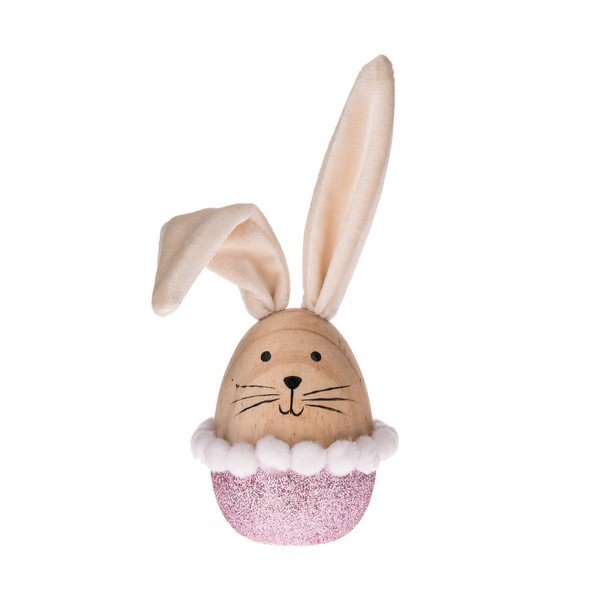 Decorazione coniglietto pasquale in legno beige e rosa - Dakls