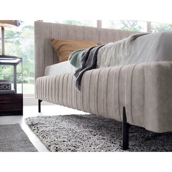 Letto matrimoniale imbottito beige con contenitore e rete inclusi 160x200 cm Plissa – ELTAP-image-4