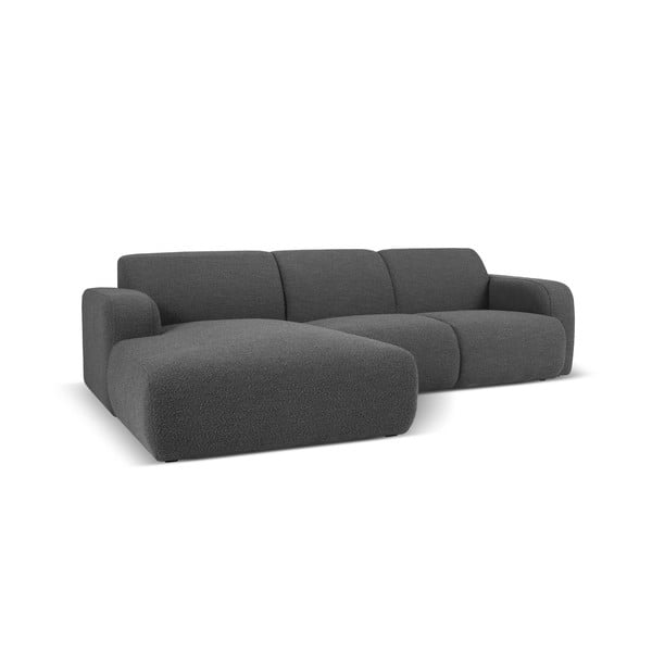 Divano angolare grigio scuro in tessuto bouclé (angolo sinistro) Molino - Micadoni Home-image-2