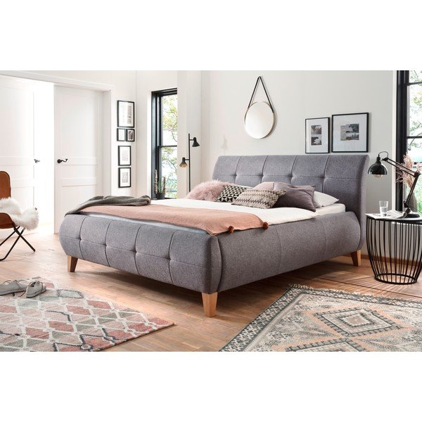 Letto matrimoniale imbottito color antracite con contenitore con rete inclusa 180x200 cm Matheo – Meise Möbel-image-3