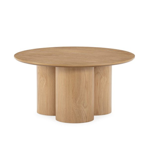 Tavolino da salotto rotondo di colore naturale con effetto rovere ø 80 cm Lua – MOME